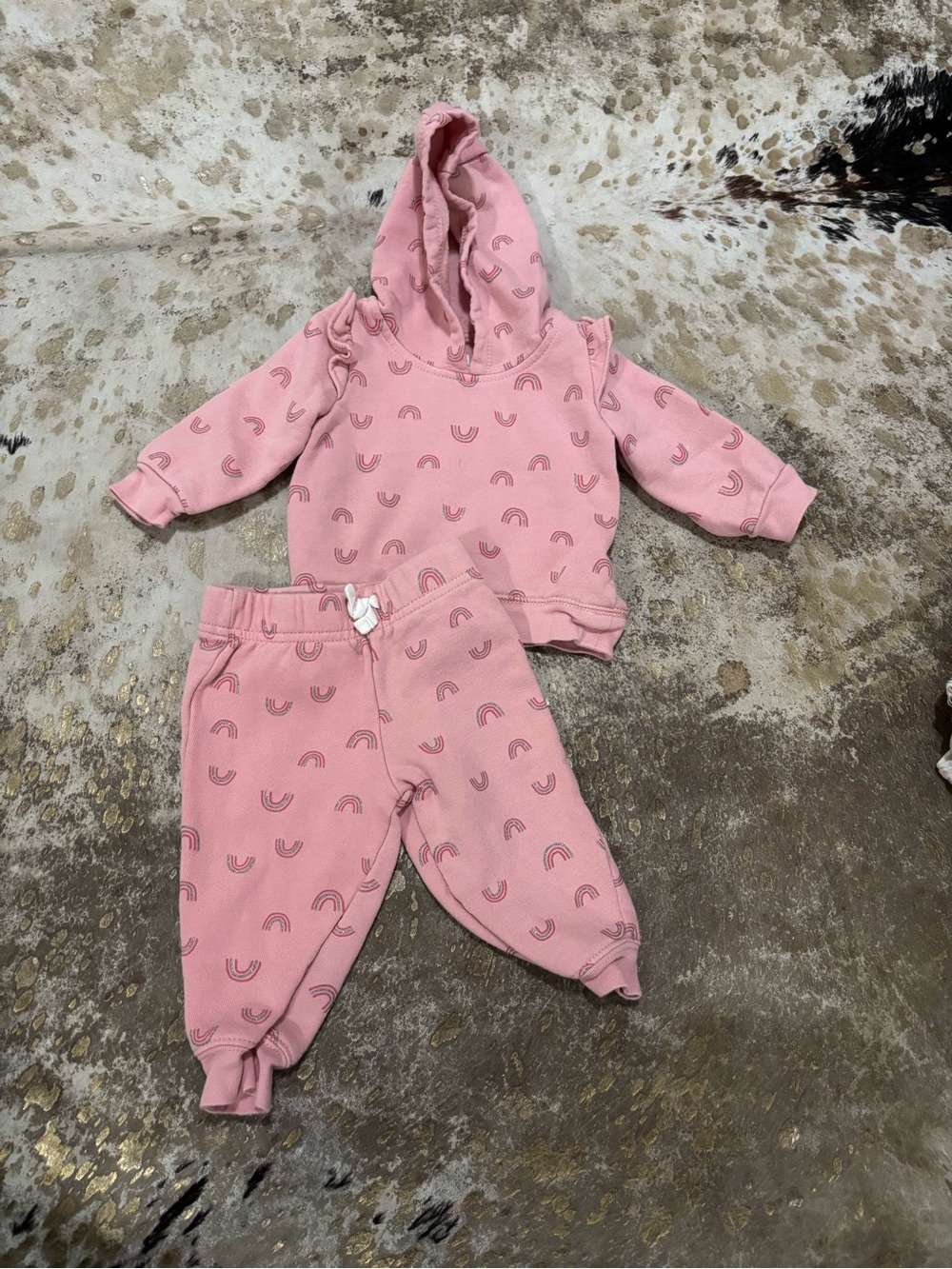child of mine Pink Rainbow Hoodie & Jogger Set